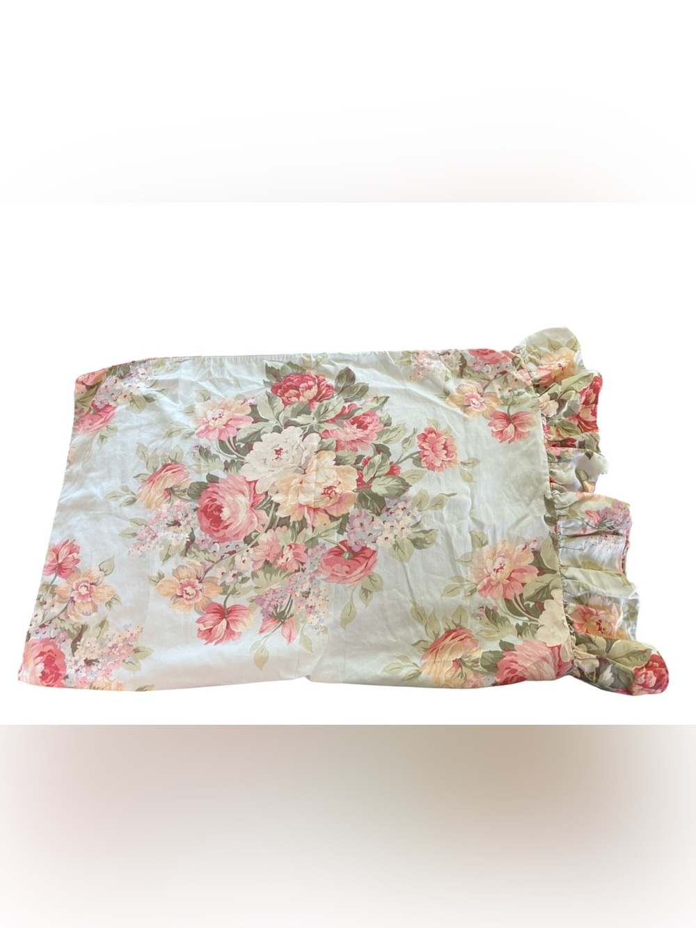 Vintage Ralph Lauren Home Stone Harbor Ruffled Standard Pillowcase Floral Cotton